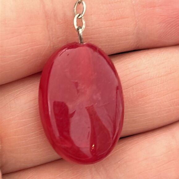 Artisan Made Red Quartz, Pearl, Crystal Sterling Silver Lariat Necklace - Picture 4 of 7